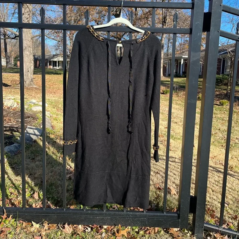 Milly Gold Chain Cashmere Sweater Dress